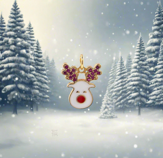 14k Gold Filled Rudolph Enamel Charm