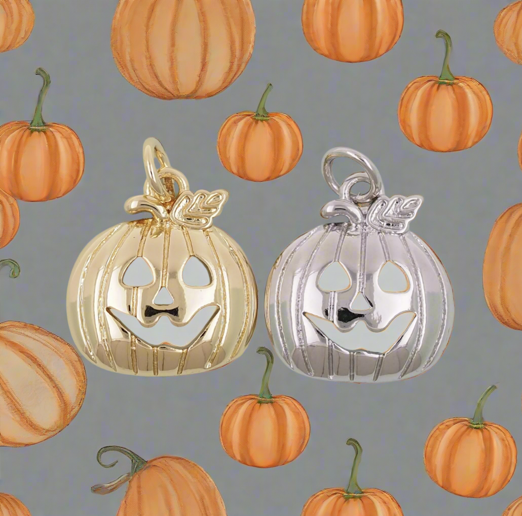 14k gold filled jack-o-lantern Charm