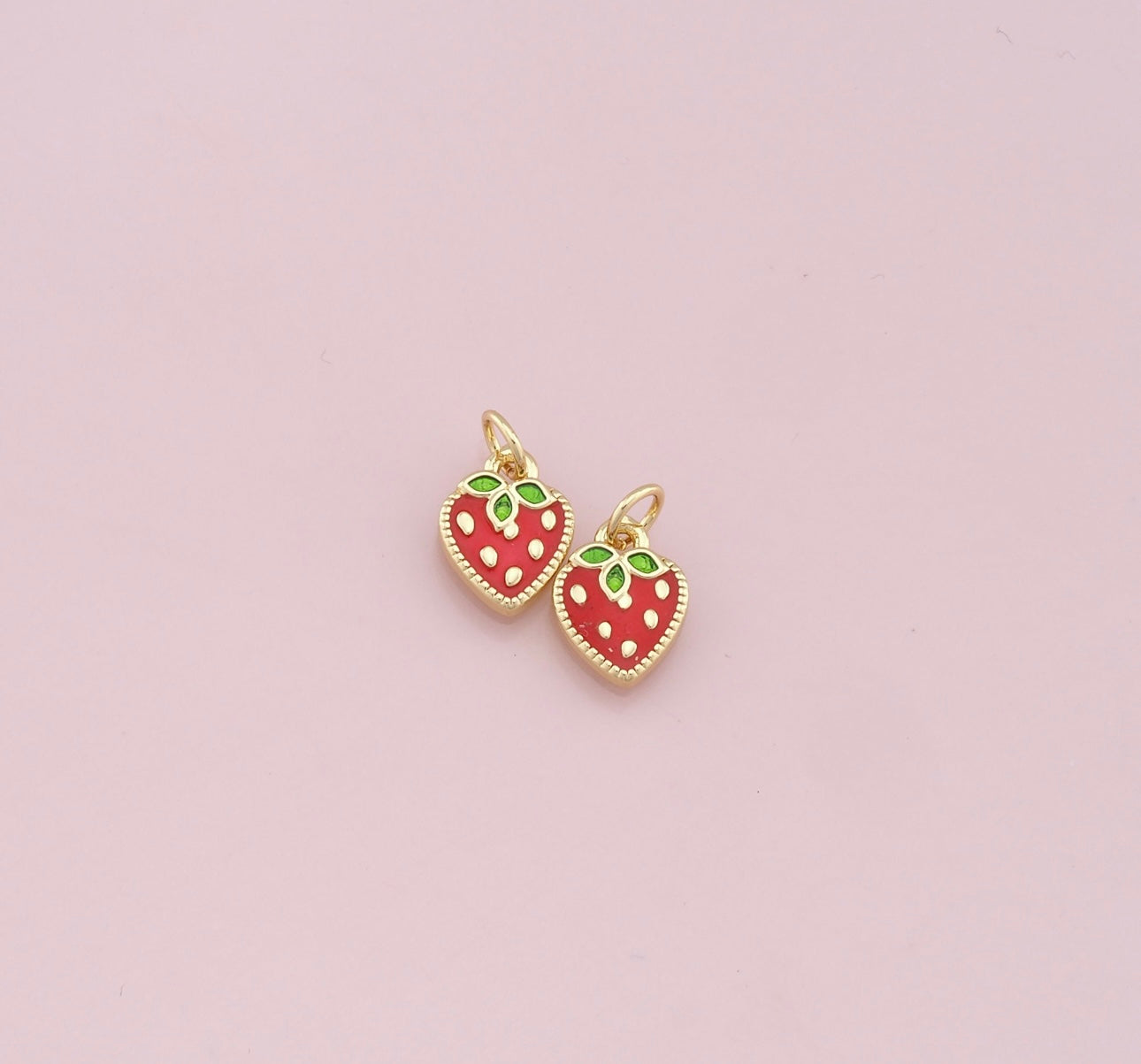 14k gold filled enamel Strawberry Charm