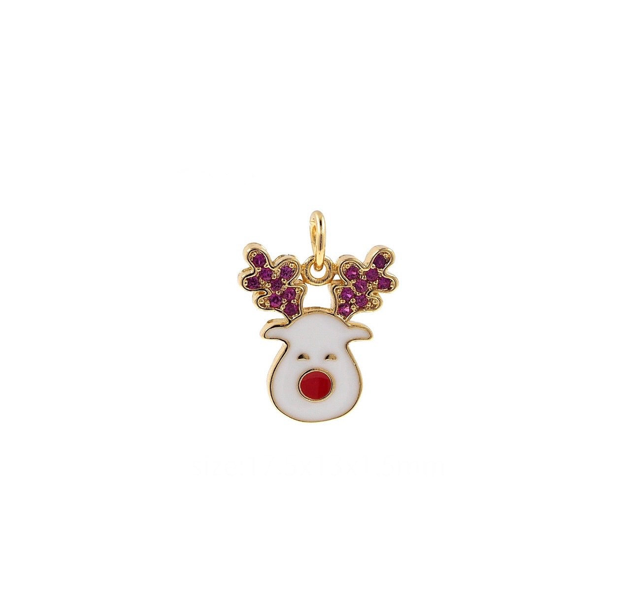 14k Gold Filled Rudolph Enamel Charm